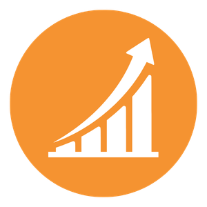 Acquisition Upward trending bar chart with arrow representing business growth and scaling