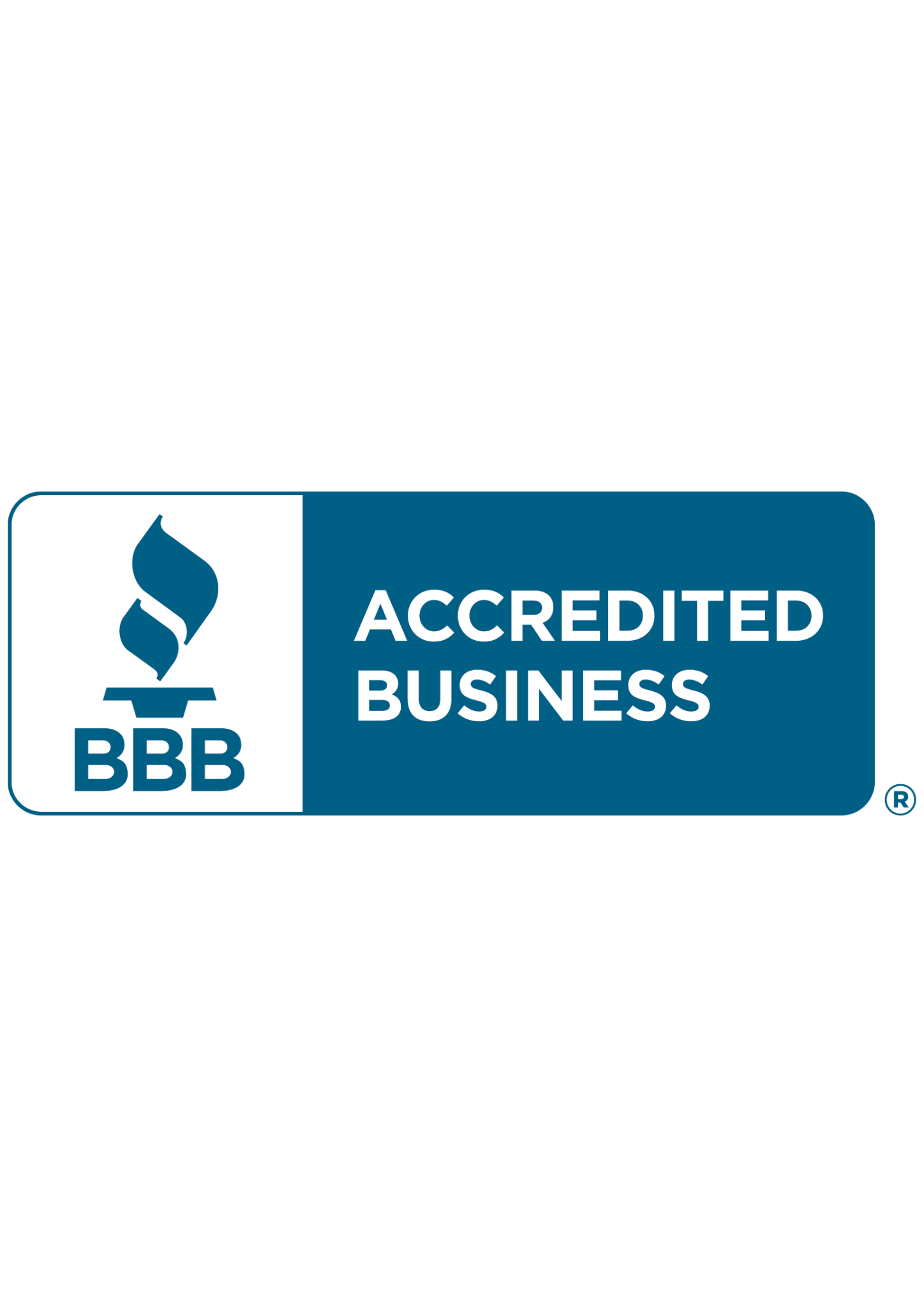 Better Business Bureau Badge in dark blue and grey with torch logo