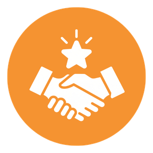 Succession Handshake with a star above representing partnership, trust, and smooth transition